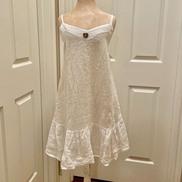 Bellambra Other - NEW Get Cozy And Comfortable In This Pure Linen White Midi Nightgown Dress Sz L